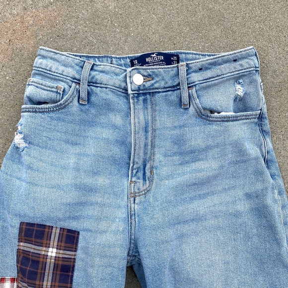 HOLLISTER ULTRA HIGH RISE DAD JEANS distressed torn ripped vintage stretch denim - Picture 9 of 14